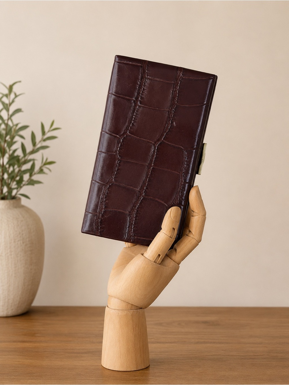 Nordstrom Croc-Embossed Leather Wallet in Brown